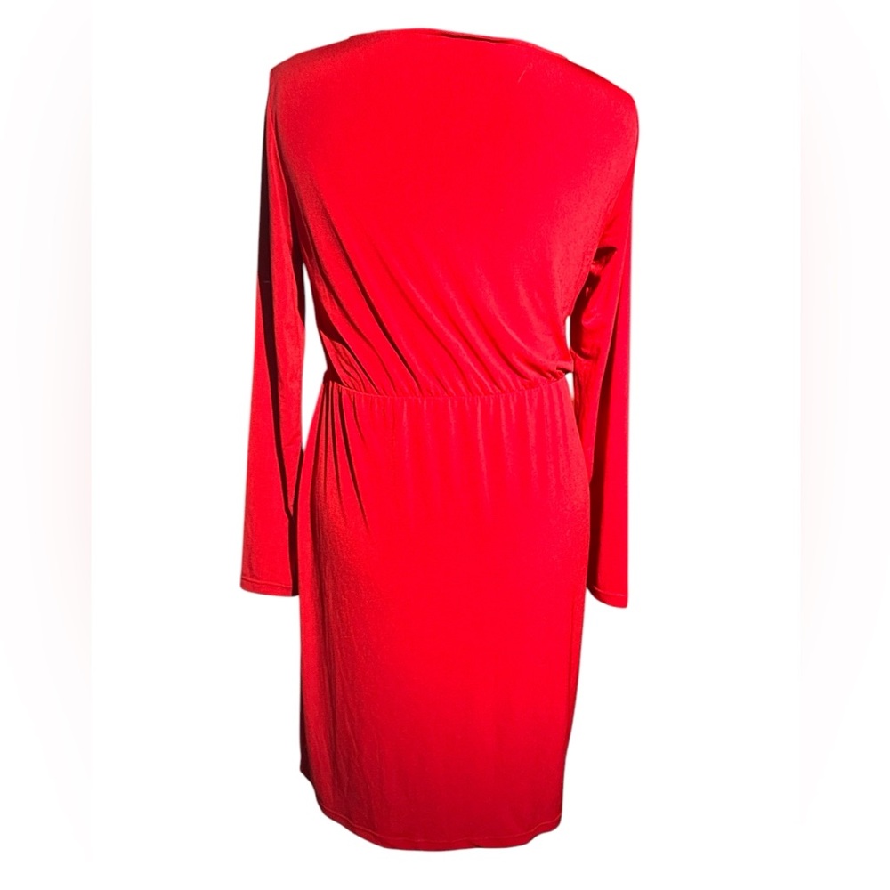 Daisy Fuentes Red V-Neck Long Sleeve Sheath Dress - Picture 2 of 7